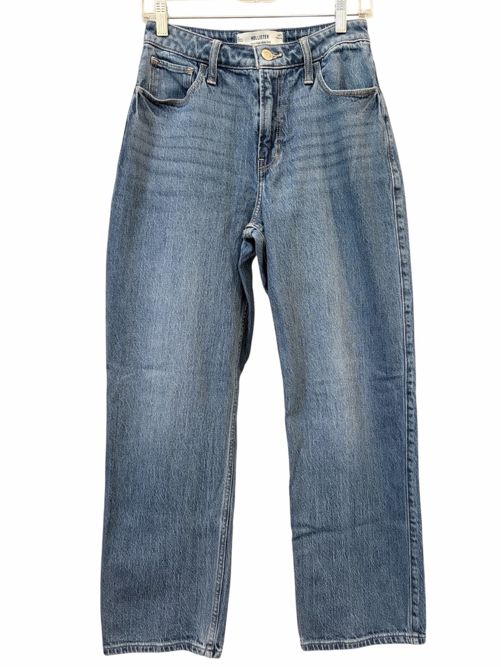 Hollister Ultra High Rise Dad Jeans Womens Medium Wash Straight Leg Size 27